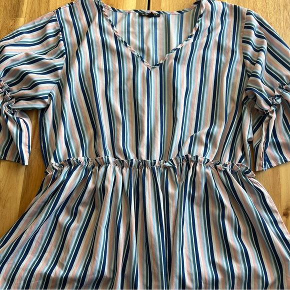 new glory Tops - New Glory Striped V-Neck Peplum Top Blouse Women’s 3X
